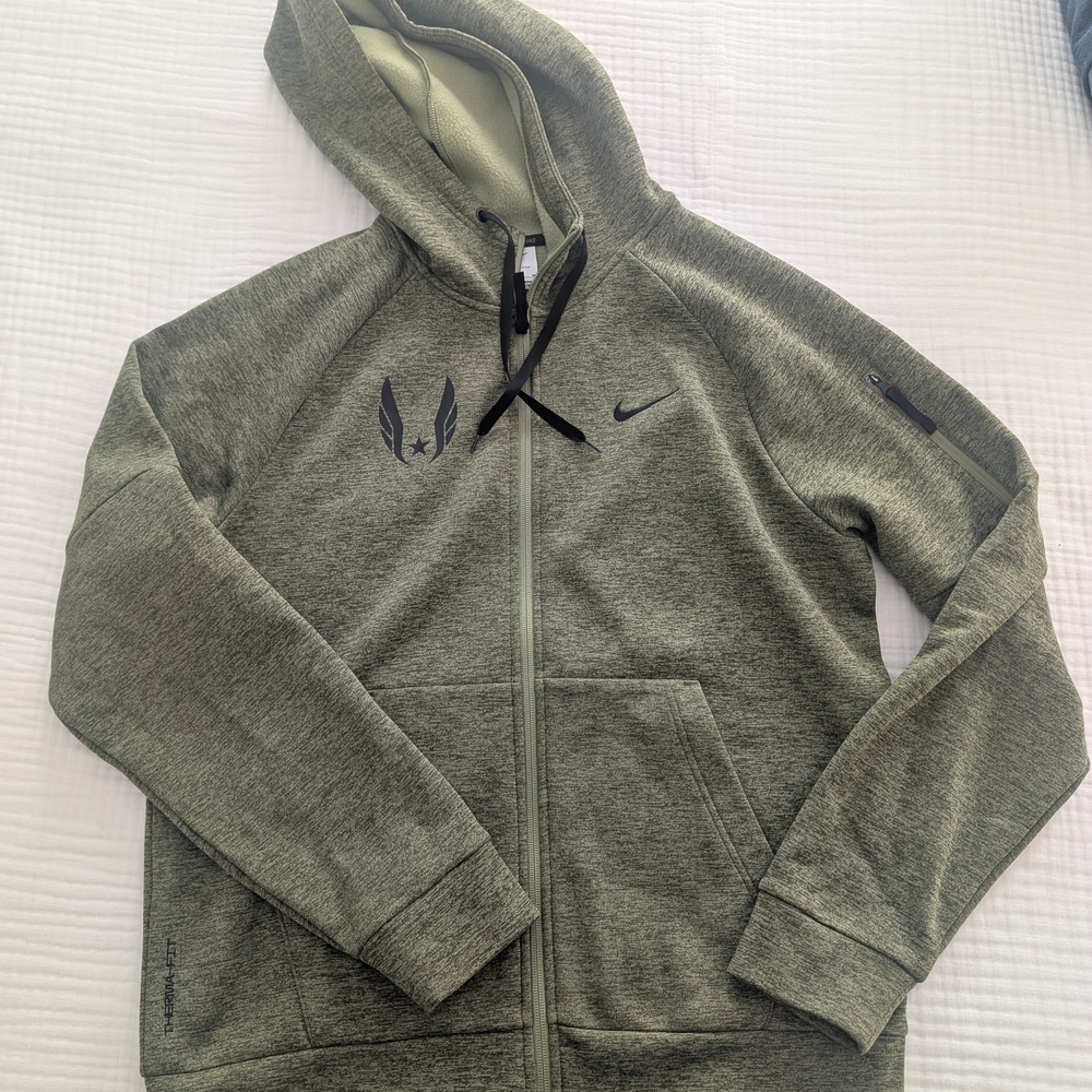 Nike USATF Olive Green Zip-Up Hoodie Mens Medium